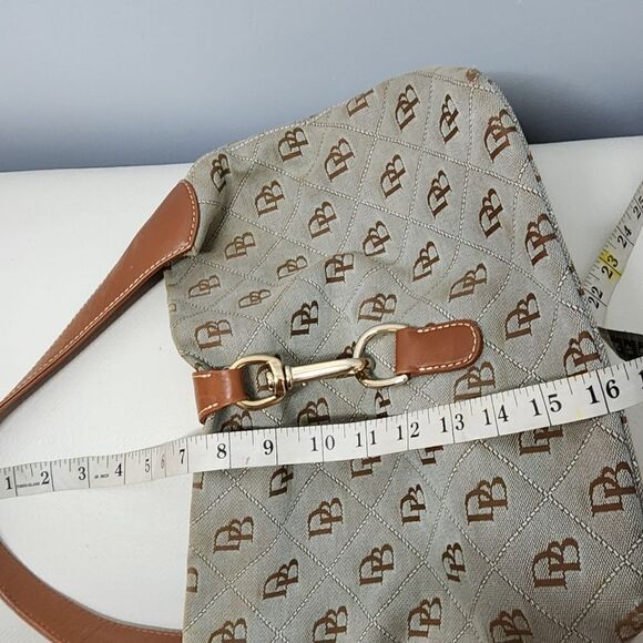 Dooney and Bourke Brown Nylon Hobo Handbag with Leather Strap And Hook Clasp - Picture 5 of 6